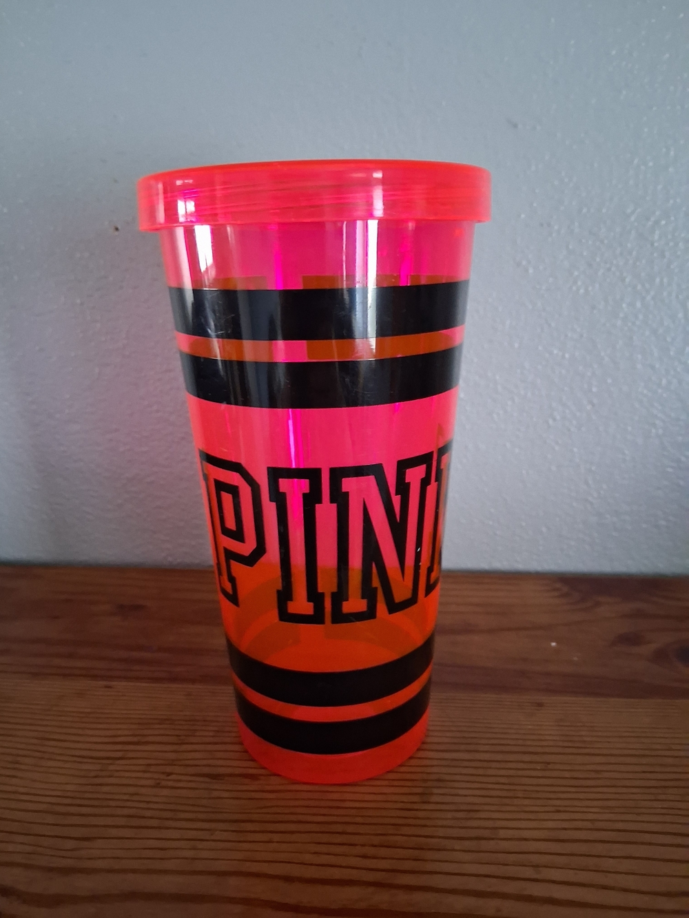 Victoria's Secret PINK Neon Pink Travel Tumbler with Lid